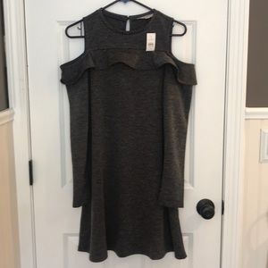Cold shoulder sweater dress - gray